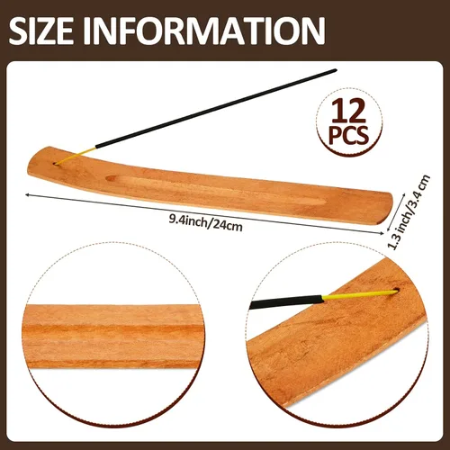 Miniatura 2 de Cunhill 12 piezas hechas a mano de madera para incienso, quemador de incienso de madera, bandejas para cenizas, accesorios para el hogar, accesorios
