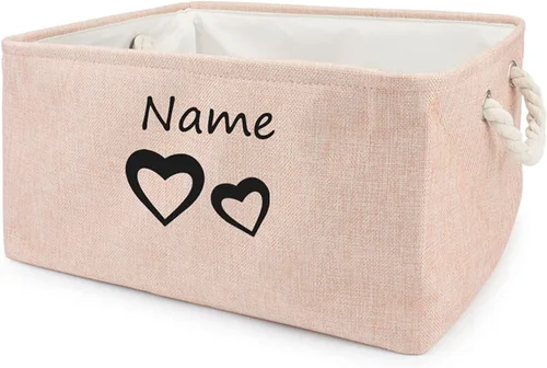 Miniatura 13 de Cesta de almacenamiento de juguetes para perros, plegable, personalizable con diseño de nombre de mascota, organizador para juguetes de perros, F