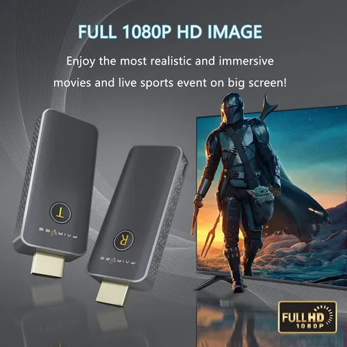 Miniatura 5 de Transmisor y receptor HDMI inalámbrico, salida de decodificación 4K 1080P, kit extensor inalámbrico HDMI portátil Plug&Play, soporte 5.8G/2.4G