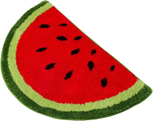 VOSAREA Alfombra en forma de fruta, alfombra semicircular para puerta, alfombra de baño de felpa antideslizante, absorbente, alfombra gruesa para