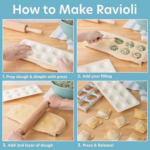 Miniatura 4 de Máquina de ravioles de Cucina Pro - Incluye bandeja y herramienta de prensa - Hace 12 raviolis italianos auténticos a la vez, cuadrados XL de 1 3/4