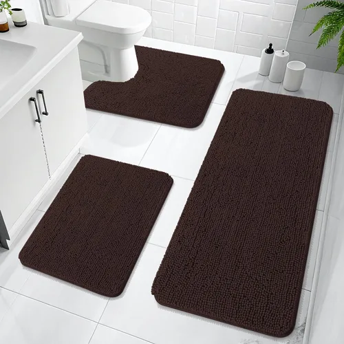 Miniatura 63 de OLANLY Juego de Alfombras de Baño de 3 Piezas, Tapetes de Baño de Chenilla Suave y Absorbente y Alfombra de Contorno en Forma de U para Inodoro