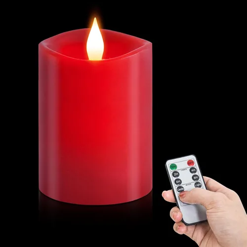 Miniatura 29 de Velas sin llama de 3 x 3 que funcionan con pilas con temporizador remoto, duran 600 horas, velas de batería parpadeantes, velas LED eléctricas