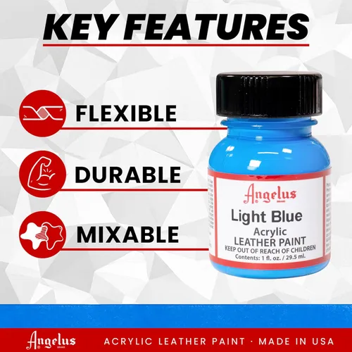 Miniatura 2 de Angelus - Pintura acrílica para cuero, ideal para zapatos, tenis, cuero, lienzo, muebles y mucho más, 1 onza líquida, color azul claro