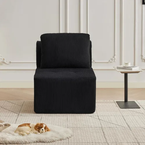 Miniatura 30 de Modular Sectional Sofa with Movable Ottoman, 1 Seat Deep Seat Couch with 1 Pillow, Comfy Cloud Sectional Sofa for Living Room, Bedroom and Apartment