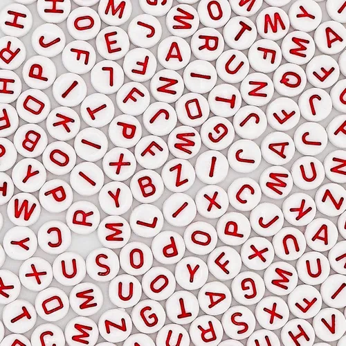 Miniatura 9 de 1200 piezas 4×7mm Cuentas de letras del alfabeto, cuentas acrílicas redondas negras y coloridas, para pulseras y hacer joyas