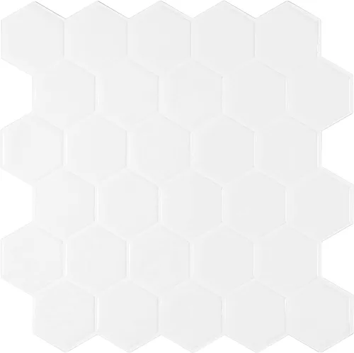 Miniatura 8 de Azulejos hexagonales negros para despegar y pegar, 12 x 12 pulgadas, adhesivo 3D autoadhesivo para pared de cocina y baño (10 hojas)