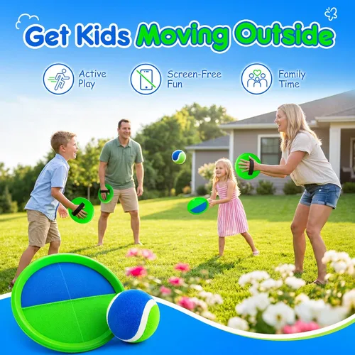 Miniatura 6 de Juego de pelota para lanzar y atrapar, juego de bolas adhesivas mejoradas para niños y niños pequeños, resistente y resistente al agua, juguete