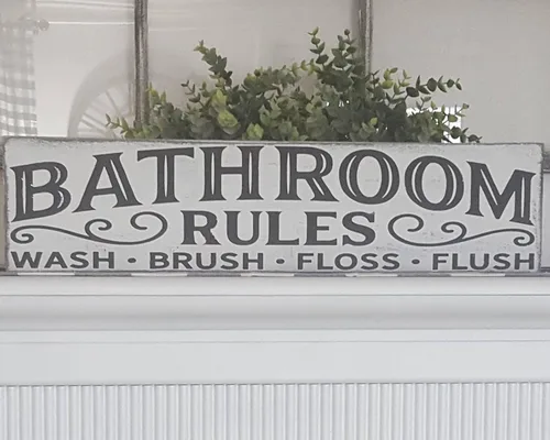 Decoración de baño, letreros de baño, reglas de baño, baño de granja, decoración de granja, decoración moderna de cocina y cocina, letreros de