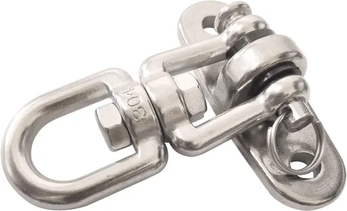 Miniatura 6 de Juego de 2 ganchos de suspensión giratorios de 360° para montaje en techo con capacidad de 1500 libras con tornillos de perno, mosquetón de bloqueo