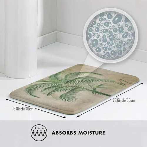 Miniatura 2 de Alfombra de baño vintage tropical con palmeras, suaves, absorbentes, lavables a máquina, de secado rápido, cómoda para baño, ducha, 30 x 18 pulgadas