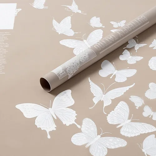 Papel de regalo de flores de mariposa, impermeable, embalaje de regalo, ramo de floristería, 20 hojas de 22.8 x 22.8 pulgadas (marrón)