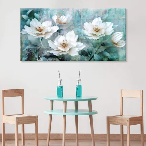 Miniatura 8 de Arte de pared de rosas abstractas para sala de estar, pintura verde gris de 30 x 60 pulgadas, pinturas de acuarela flores floribunda enmarcadas