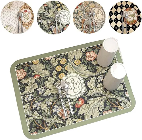 Tapete de drenaje de estilo fantasía 2023, 11.8 x 15.75 pulgadas, súper absorbente, tapete de secado de platos lavable, almohadilla de secado de