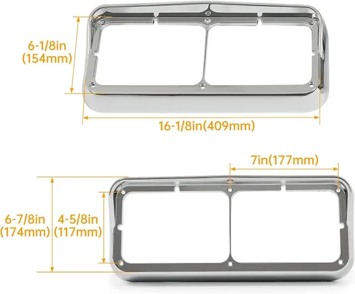 Miniatura 3 de KUAFU Bisel cromado para faros delanteros compatible con Kenworth T400 T600 T800 W900B W900L Peterbilt 378 379 Western Star 4900 Freightliner FLD