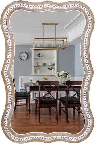Miniatura 9 de Espejo de pared redondo de madera rústica de 24 pulgadas, espejos circulares decorativos para baño sobre fregadero, sala de estar, entrada, Estilo 2