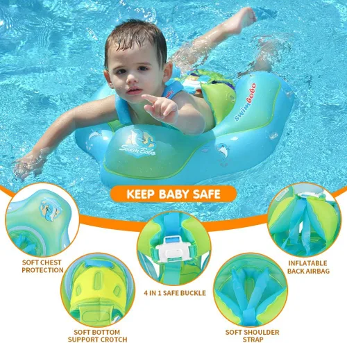 Miniatura 4 de Baby Swimming Float Kids Inflatable Swim Ring with Safety Support Bottom Swimming Pool Accessories for 3-36 Months