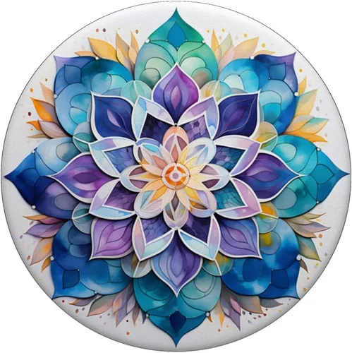 Miniatura 3 de PopSockets Adhesivo PopGrip Colorido Mandala Púrpura Azul Acuarela Diseño PopSockets