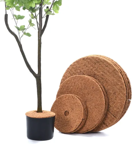 Miniatura 5 de PATIKIL Tapete de fibra de coco de 12 pulgadas, paquete de 5 protectores de fibra de coco y fibra de coco, cubierta de tierra para plantas