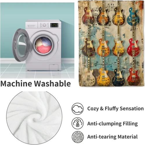 Miniatura 4 de Manta de música de guitarra vintage, regalos para mujeres, manta de franela de músico, manta suave y cálida para cama, sofá, hogar, viajes