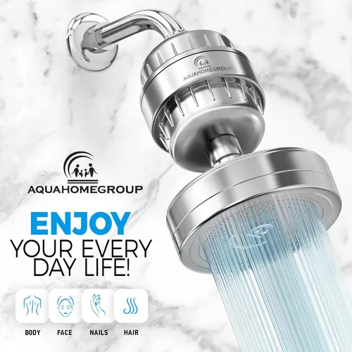 Miniatura 4 de AquaHomeGroup - Cabezal de ducha filtrado cromado y 2 cartuchos
