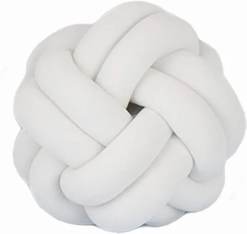 Cyprinus Carpio Elastic Vevet - Almohada de 2 hebras hecha a mano con nudo, cojín de suelo, decoración de bola para el hogar, 10.6 pulgadas (blanco)