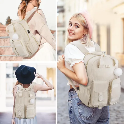 Miniatura 6 de MATEIN TSA - Mochila para adolescentes y niñas, de 15.6 pulgadas, bonita mochila de pana para laptop, estética, universidad, escuela, mochila