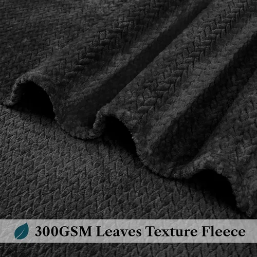 Miniatura 4 de PAVILIA - Manta de forro polar suave y sólida de color negro para sofá, mantas ligeras y mullidas y cálidas para cama, manta de franela mullida