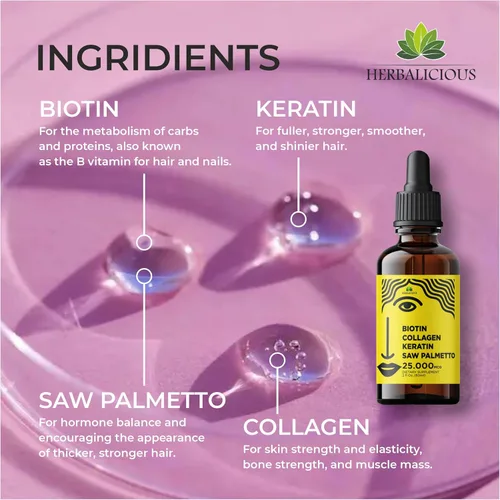 Miniatura 2 de Suplementos de colágeno líquido para mujeres, fórmula integral para el cabello, piel, uñas, suplemento con 10000 mcg de colágeno, 5000 mcg