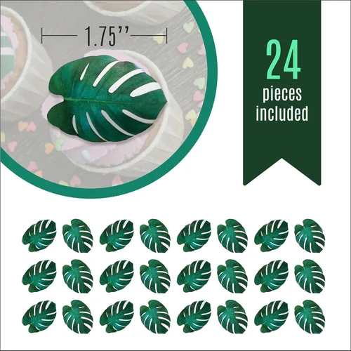 Miniatura 3 de Sugar Robot - Decoración comestible de hojas de Monstera - Tamaño pequeño - Hojas comestibles para decoración de pasteles - Hecho a mano - Hecho