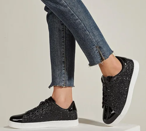 Miniatura 8 de LUCKY STEP - Tenis de moda para mujer, con brillantina y cordones