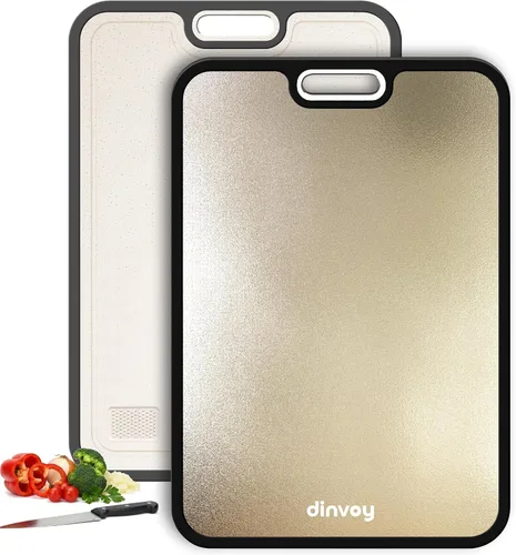 Tabla de cortar de titanio para cocina – Premium de doble cara GR1 de titanio y paja de trigo, resistente a los arañazos, fácil de limpiar, tabla de