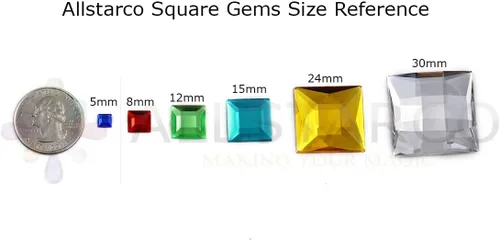 Miniatura 4 de Allstarco Cuentas cuadradas CH24 de 0.394 pulgadas (0.394 in) con parte trasera plana cuadrada para manualidades, diamantes de imitación acrílicos