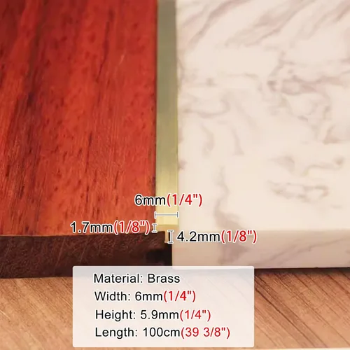 Miniatura 2 de Tira de transición de suelo de moldura en T, de latón, para puertas de alfombra a azulejo, cubierta de costura de cincha, impermeable y cortable