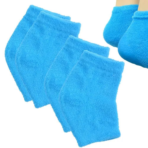Miniatura 8 de Makhry 2 pares de calcetines de talón de gel de silicona hidratante para piel seca y dura agrietada, puntera abierta, calcetines cómodos