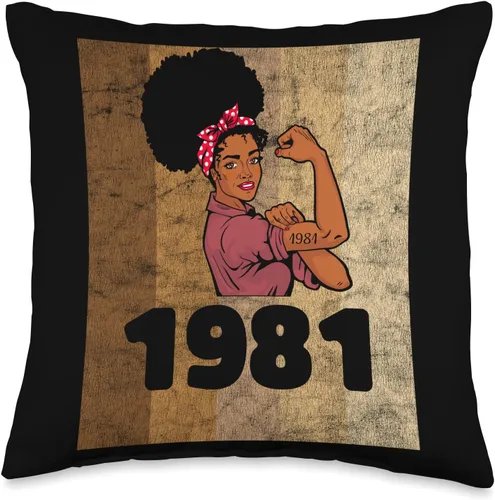 Black Pride Melanin Queen African American Gifts Vintage 1981 edición limitada 42 cumpleaños afro para niñas y mujeres, 16 x 16 pulgadas, multicolor