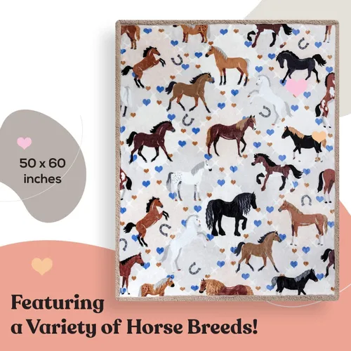Miniatura 5 de Manta de caballo para niñas, regalo perfecto para niñas, suave y acogedora manta de 50 x 60 pulgadas, amada por niños y nietas, regalos ecuestres