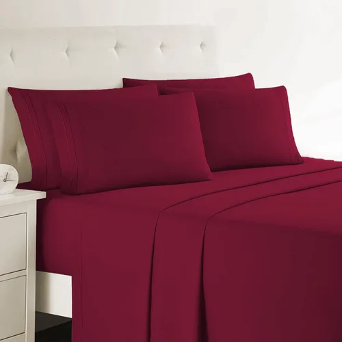 Miniatura 14 de Clara Clark - Juego de sábanas King con Flex Top, 6 piezas - Sábanas de lujo para cama King con cabeza dividida, juego de cama súper suave, King