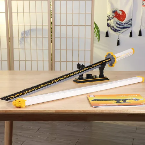Miniatura 2 de TOY PLAYER Juego de construcción de espada de demonio, espada de Agatsuma Zenitsu con vaina y soporte - Compatible con conjuntos de Lego