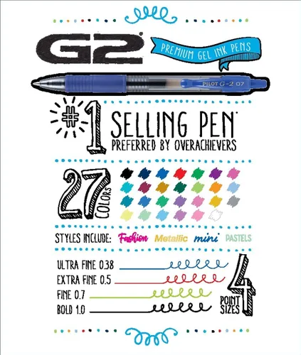 Miniatura 6 de Pilot, Bolígrafos de gel retráctiles G2 Premium, bolígrafos de gel de punta ultrafina de 0.38 mm, paquete de 8, negro y azul Negro 8