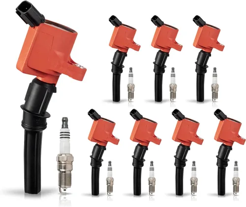 ENA Juego de 8 bobinas de encendido rojas y bujías compatibles con Ford Mercury Crown Victoria Expedition Explorer F150 Navigator Town Car Grand