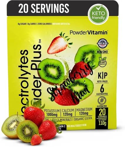 Miniatura 31 de Polvo de Electrolitos Plus (50 porciones), 0 calorías Keto, 0 azúcar, sin maltodextrina, 1000 mg de potasio, 120 mg de calcio, 120 mg de magnesio