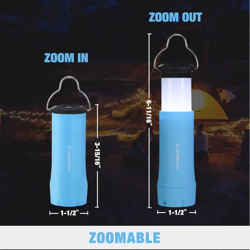 Miniatura 4 de EverBrite Mini Faroles y Linternas 2 en 1, Combo de Linterna con Zoom con 3 Modos, Elementos Esenciales para Acampar, Farol de 2 Piezas con Batería