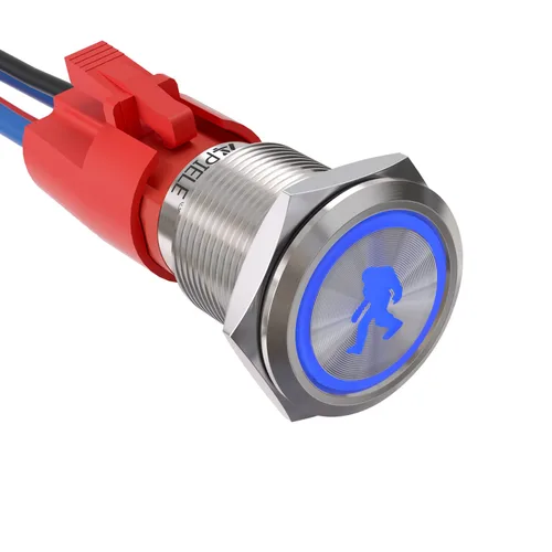 Miniatura 15 de APIELE Interruptor de botón de presión para barra de luz LED, encendido/apagado SPST, acero inoxidable, 10A, 12V, 24VDC, precableado, 19mm, 0.74