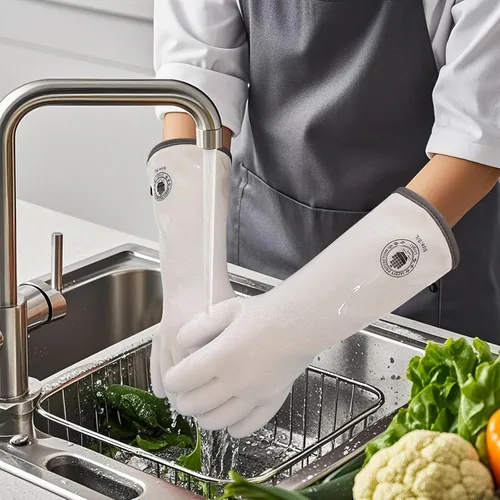 Miniatura 10 de Guantes de silicona para horno, 15 pulgadas, extra largos, resistentes al calor con dedos, guantes de horno de cocina, guantes de ahumador