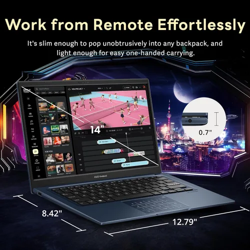 Miniatura 8 de ASUS Vivobook - Laptop empresarial FHD de 14 pulgadas, Intel i7-1355U, 40 GB de RAM, 1.28 TB de almacenamiento