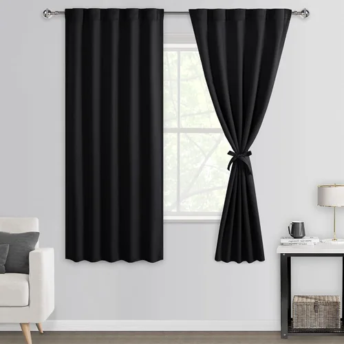 Miniatura 45 de DWCN Cortinas opacas con pestaña trasera para ventana - Cortinas opacas con bolsillo para barra para oscurecer la habitación para dormitorio/sala