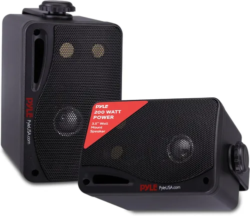 Pyle PDWR42BBT - Altavoz Bluetooth inalámbrico impermeable para exteriores, 3.5 pulgadas, par de 3 vías, pasivo, resistente a la intemperie, sistema