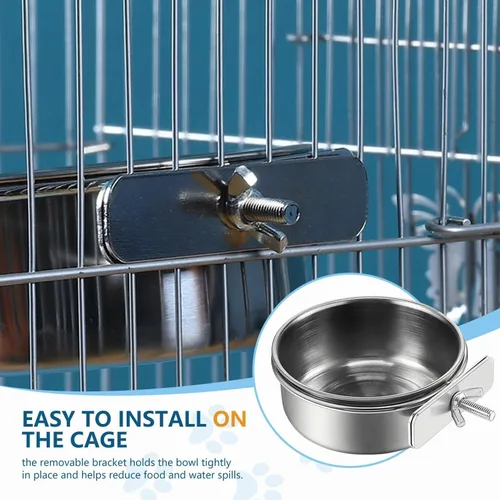 Miniatura 4 de 2 Piezas de Recipientes para Alimentación de Aves de Acero Inoxidable, Tazón Pequeño para Alimentar Aves, Tazón para Comida de Loros de Acero
