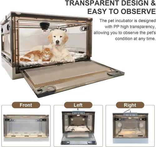 Miniatura 4 de Incubadora para cachorros con calefacción, gran criador, incubadora de gatitos para cachorros con alfombrilla de cama para mascotas, alimentador